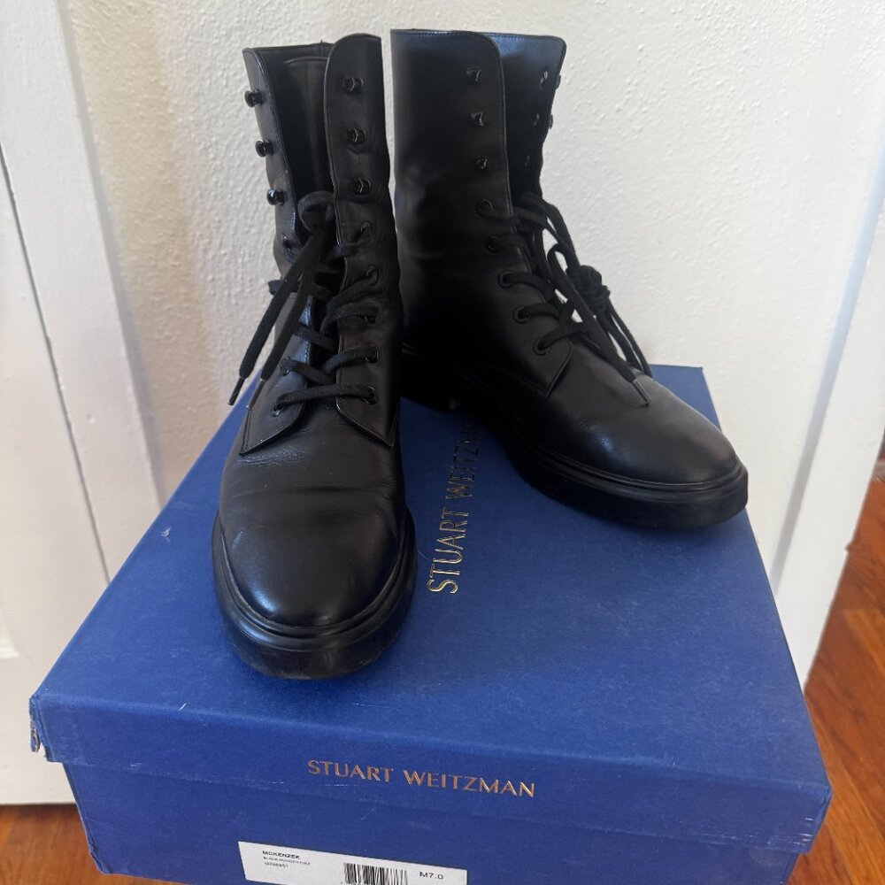 Stuart Weitzman McKenzee Combat Boot - Black Sz 7